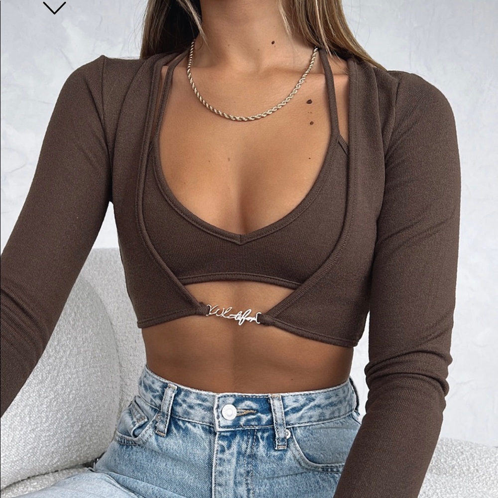 Brand new White fox boutique crop